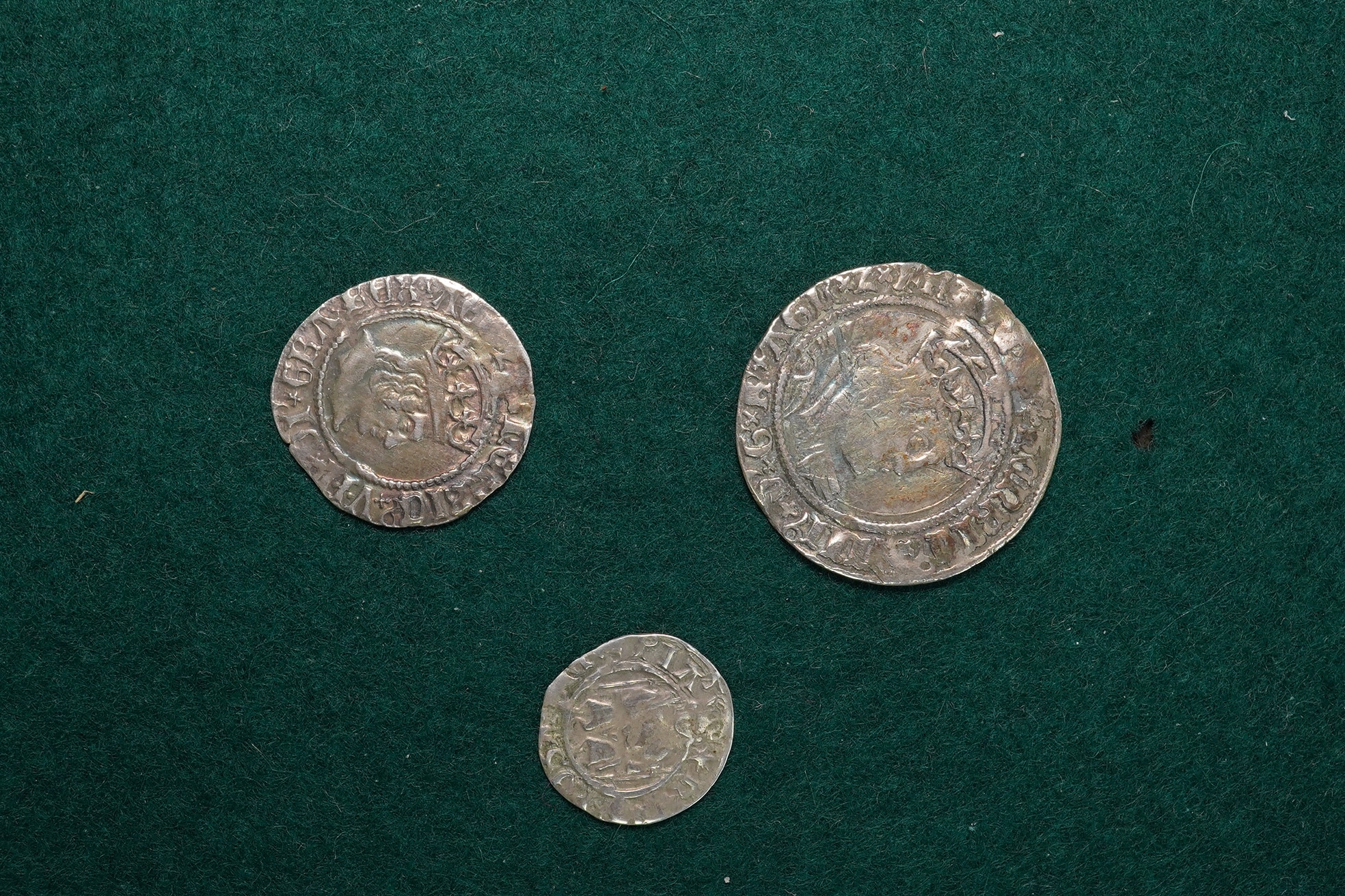 British hammered and milled coins, House of York, Tudor, Stuart and Hanoverian, comprising three House of York groats, Henry VII half groat, mm. martlet, S.2261, Henry VIII groat, S.2337 and penny ‘sovereign’ type, mm. s